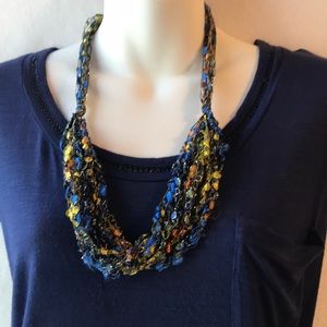 Handmade fiber art necklace